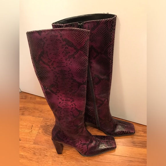 Purple Charles David Heeled Boots Size 5 - Picture 1 of 5